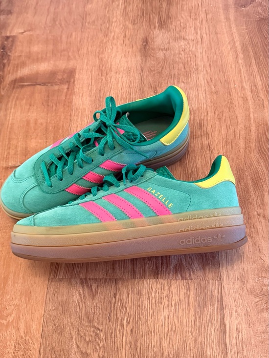 adidas Shoes - Adidas Gazelle Chunky Outsole Sneaker Pink and Green with a touch of yellow